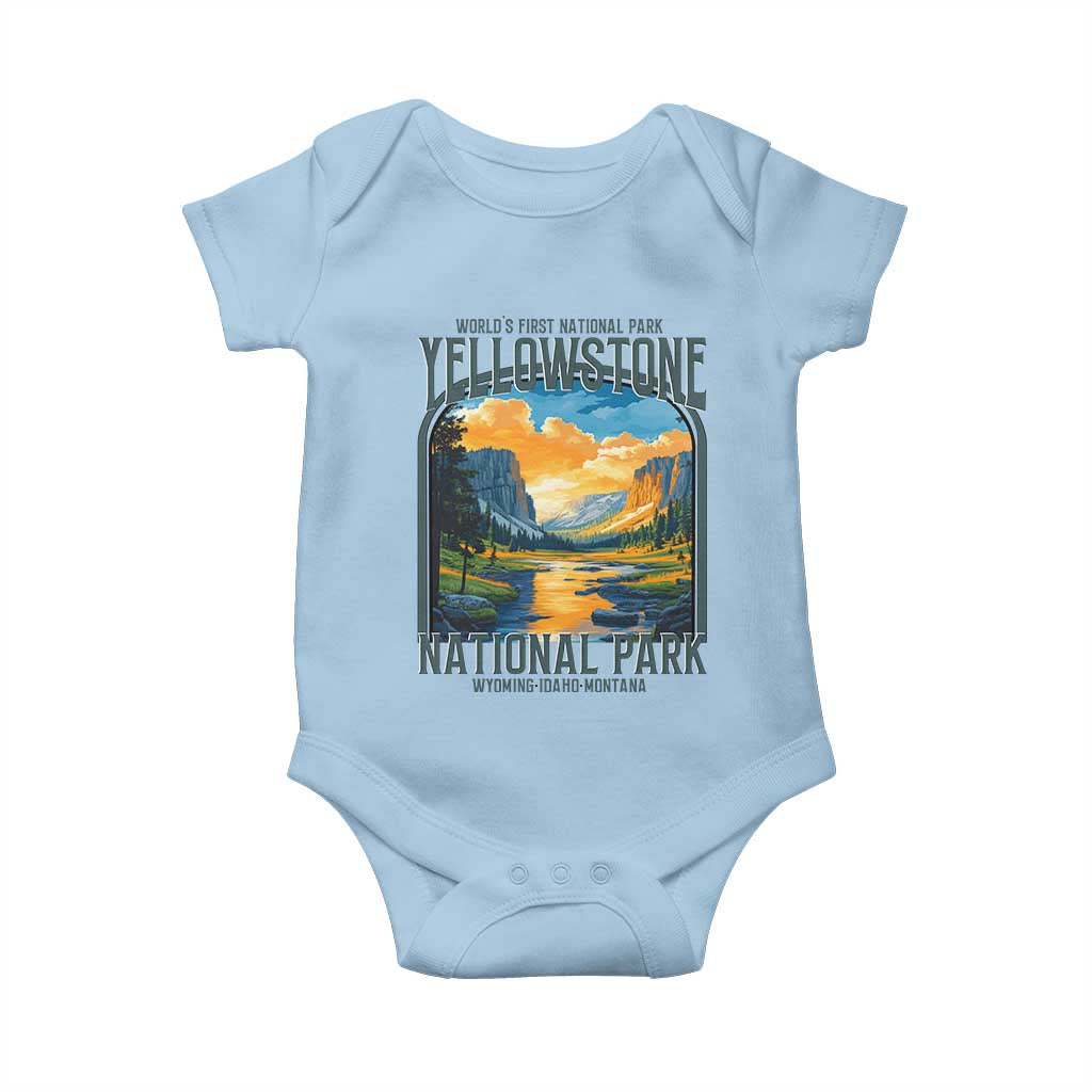 Yellowstone National Park Baby Onesie Worlds First NP Retro Vintage Graphic