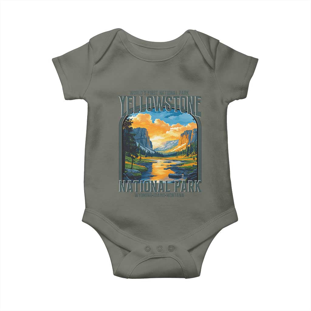Yellowstone National Park Baby Onesie Worlds First NP Retro Vintage Graphic