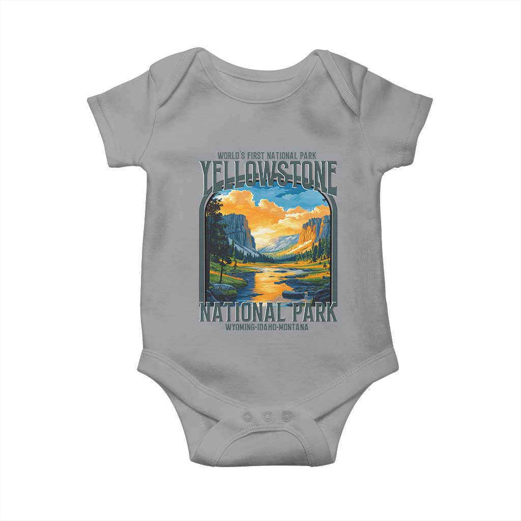 Yellowstone National Park Baby Onesie Worlds First NP Retro Vintage Graphic