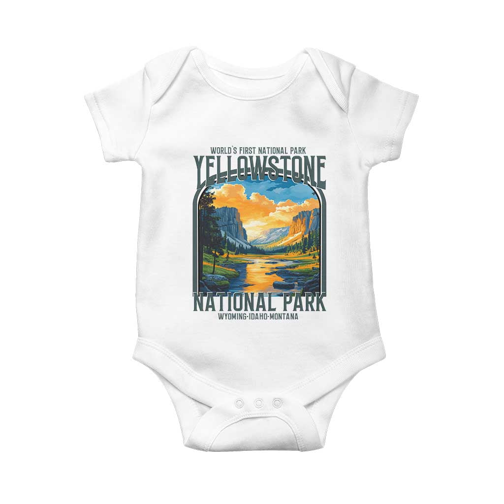 Yellowstone National Park Baby Onesie Worlds First NP Retro Vintage Graphic
