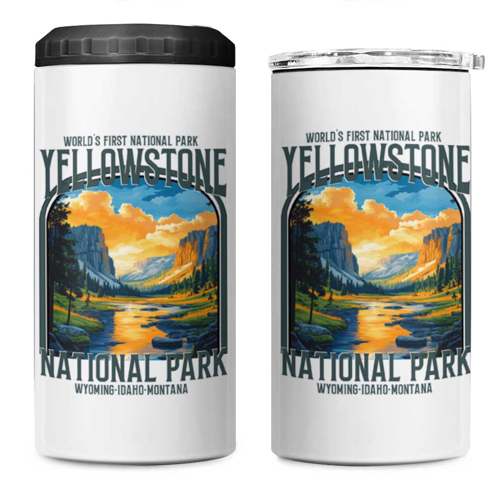 Yellowstone National Park 4 in 1 Can Cooler Tumbler Worlds First NP Retro Vintage Graphic