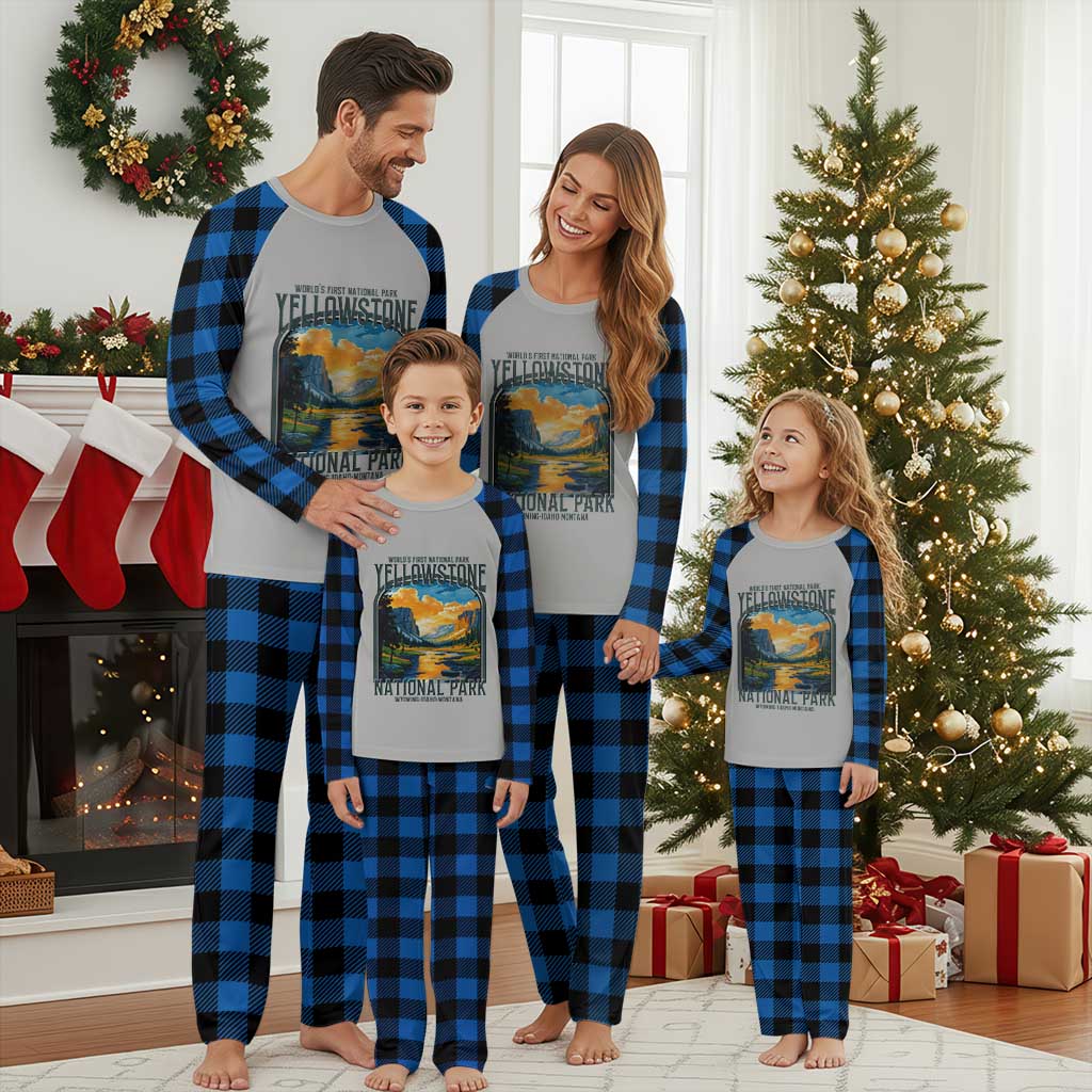 Yellowstone National Park Plaid Pajama Set Worlds First NP Retro Vintage Graphic - Wonder Print Shop