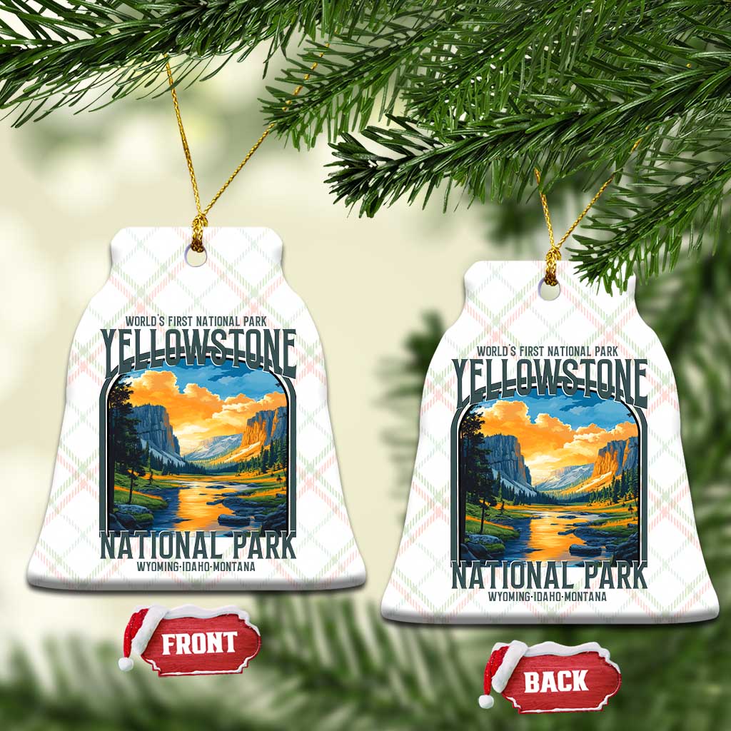Yellowstone National Park Ceramic Ornament Worlds First NP Retro Vintage Graphic - Wonder Print Shop