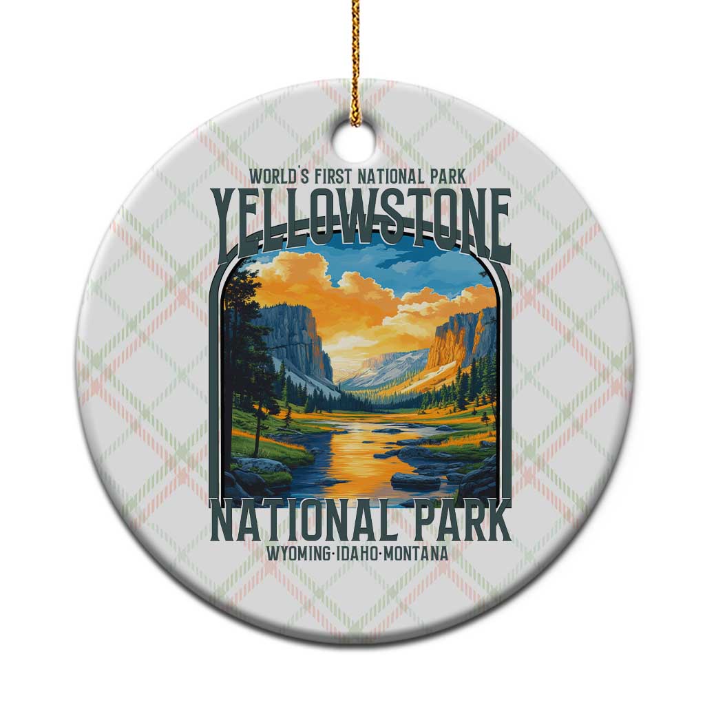 Yellowstone National Park Ceramic Ornament Worlds First NP Retro Vintage Graphic - Wonder Print Shop