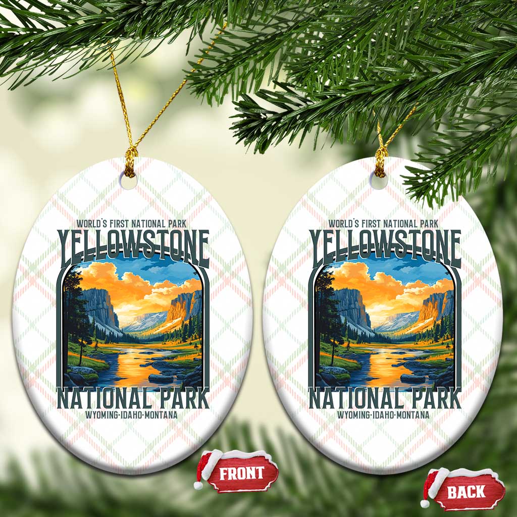Yellowstone National Park Ceramic Ornament Worlds First NP Retro Vintage Graphic - Wonder Print Shop