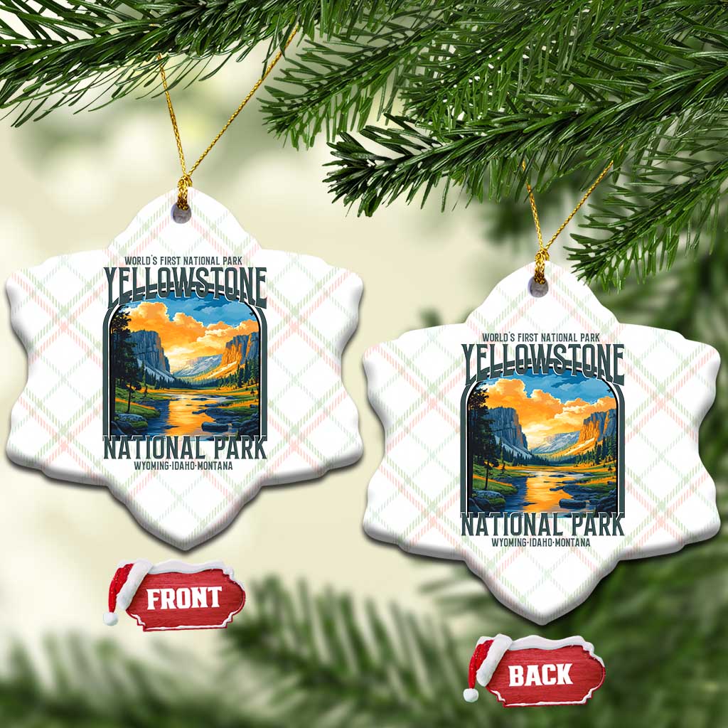 Yellowstone National Park Ceramic Ornament Worlds First NP Retro Vintage Graphic - Wonder Print Shop