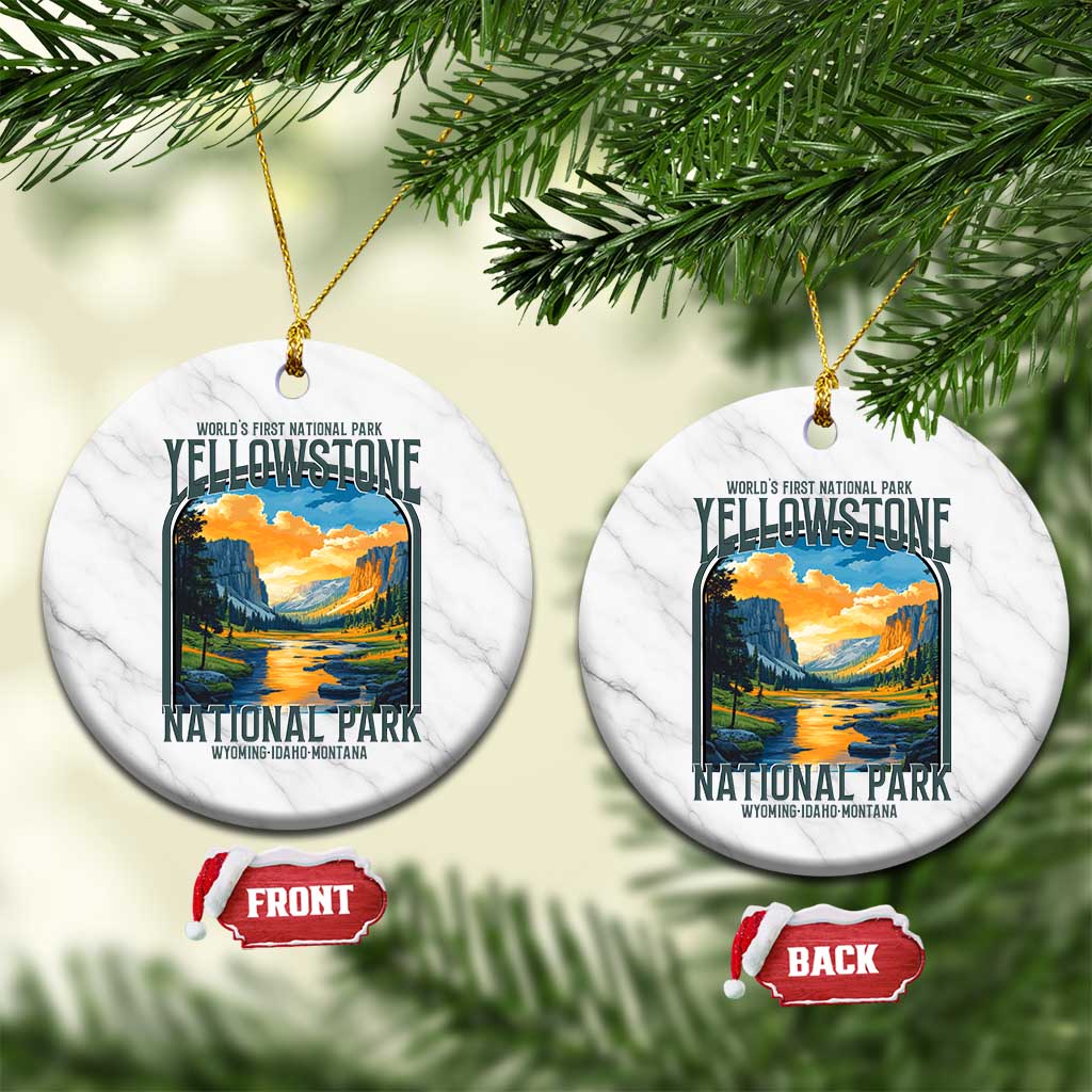 Yellowstone National Park Ceramic Ornament Worlds First NP Retro Vintage Graphic - Wonder Print Shop