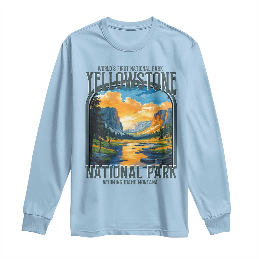 Yellowstone National Park Long Sleeve Shirt Worlds First NP Retro Vintage Graphic