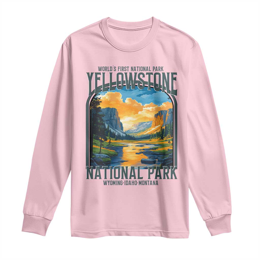Yellowstone National Park Long Sleeve Shirt Worlds First NP Retro Vintage Graphic