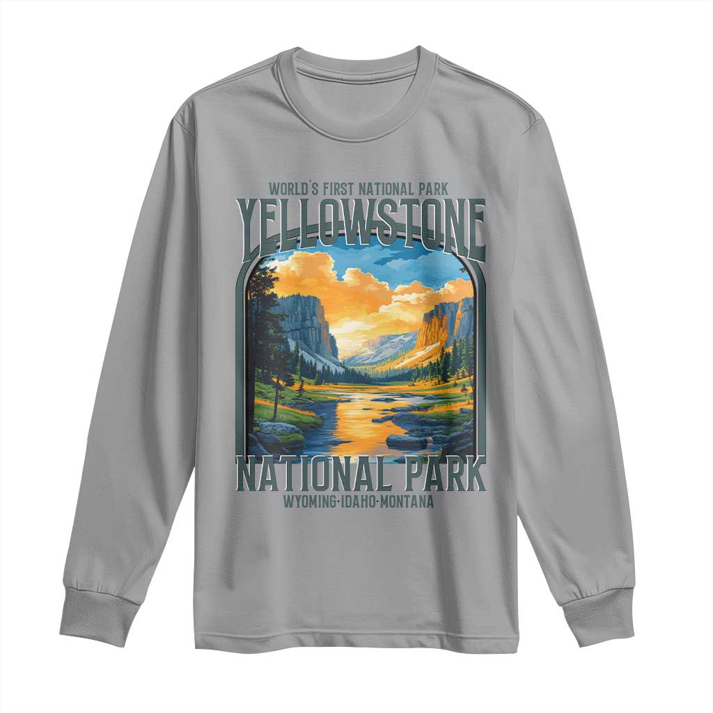 Yellowstone National Park Long Sleeve Shirt Worlds First NP Retro Vintage Graphic