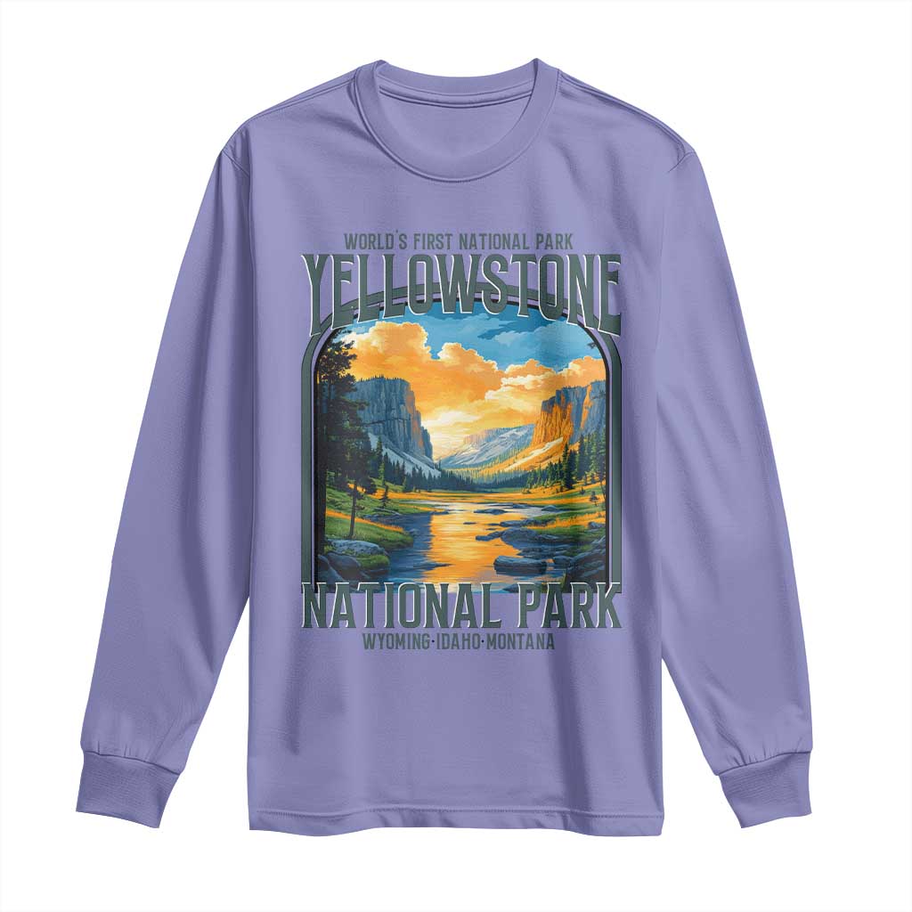 Yellowstone National Park Long Sleeve Shirt Worlds First NP Retro Vintage Graphic