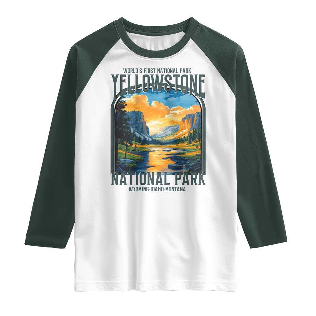 Yellowstone National Park Raglan Shirt Worlds First NP Retro Vintage Graphic
