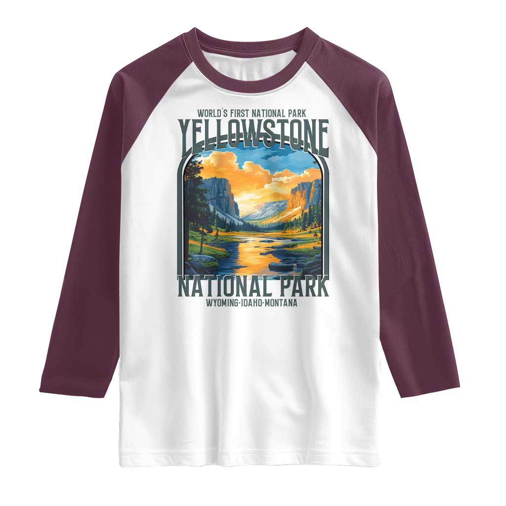 Yellowstone National Park Raglan Shirt Worlds First NP Retro Vintage Graphic