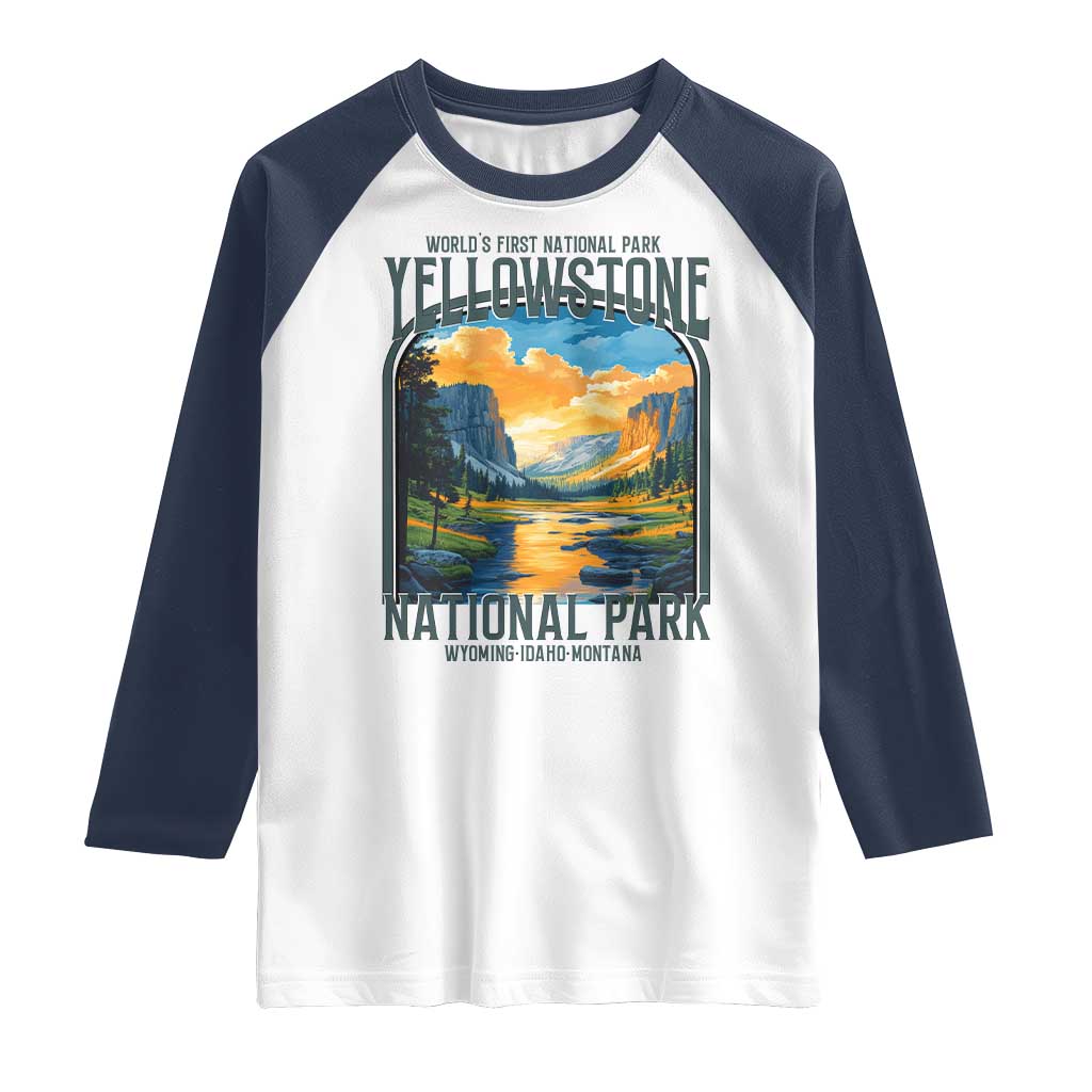 Yellowstone National Park Raglan Shirt Worlds First NP Retro Vintage Graphic