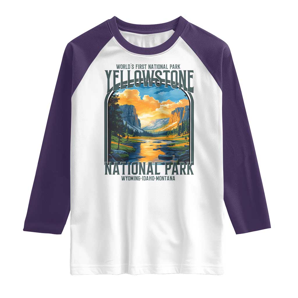 Yellowstone National Park Raglan Shirt Worlds First NP Retro Vintage Graphic