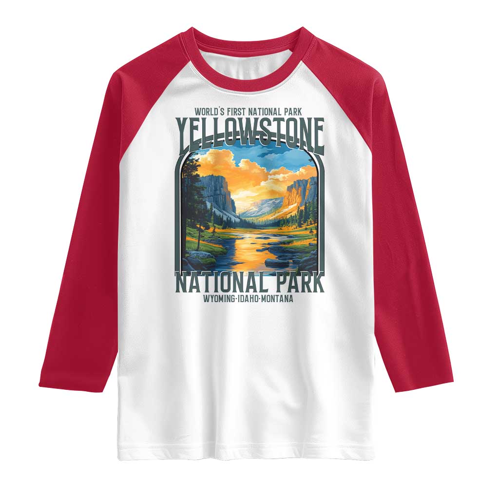 Yellowstone National Park Raglan Shirt Worlds First NP Retro Vintage Graphic