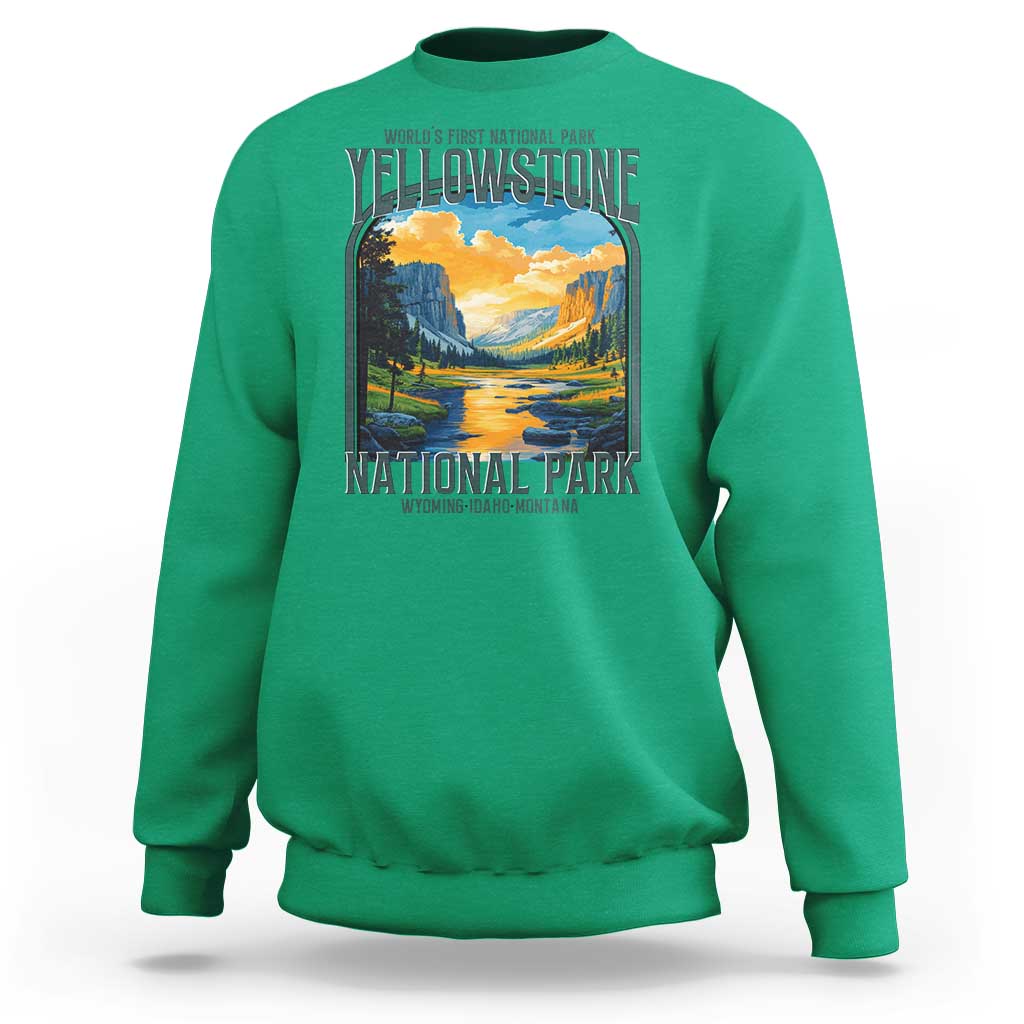 Yellowstone National Park Sweatshirt Worlds First NP Retro Vintage Graphic