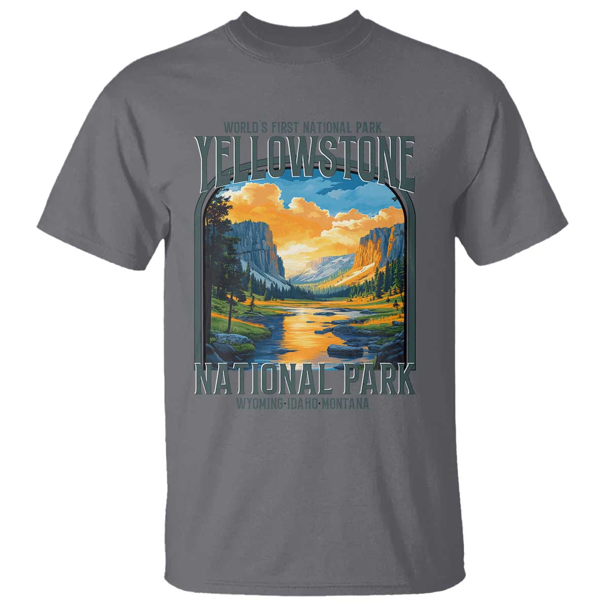 Yellowstone National Park T Shirt Worlds First NP Retro Vintage Graphic
