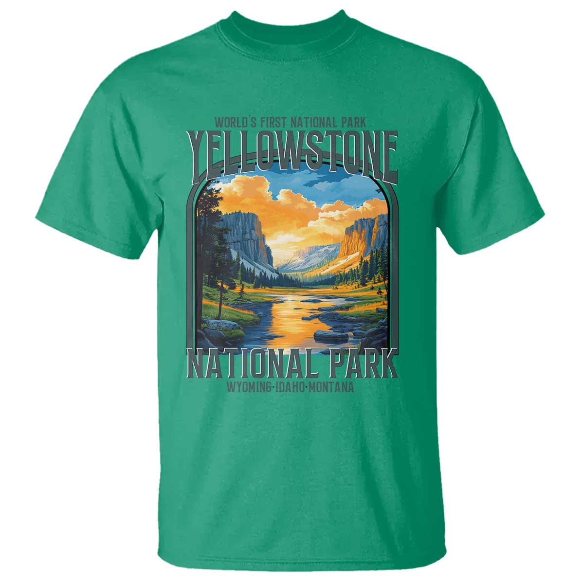 Yellowstone National Park T Shirt Worlds First NP Retro Vintage Graphic