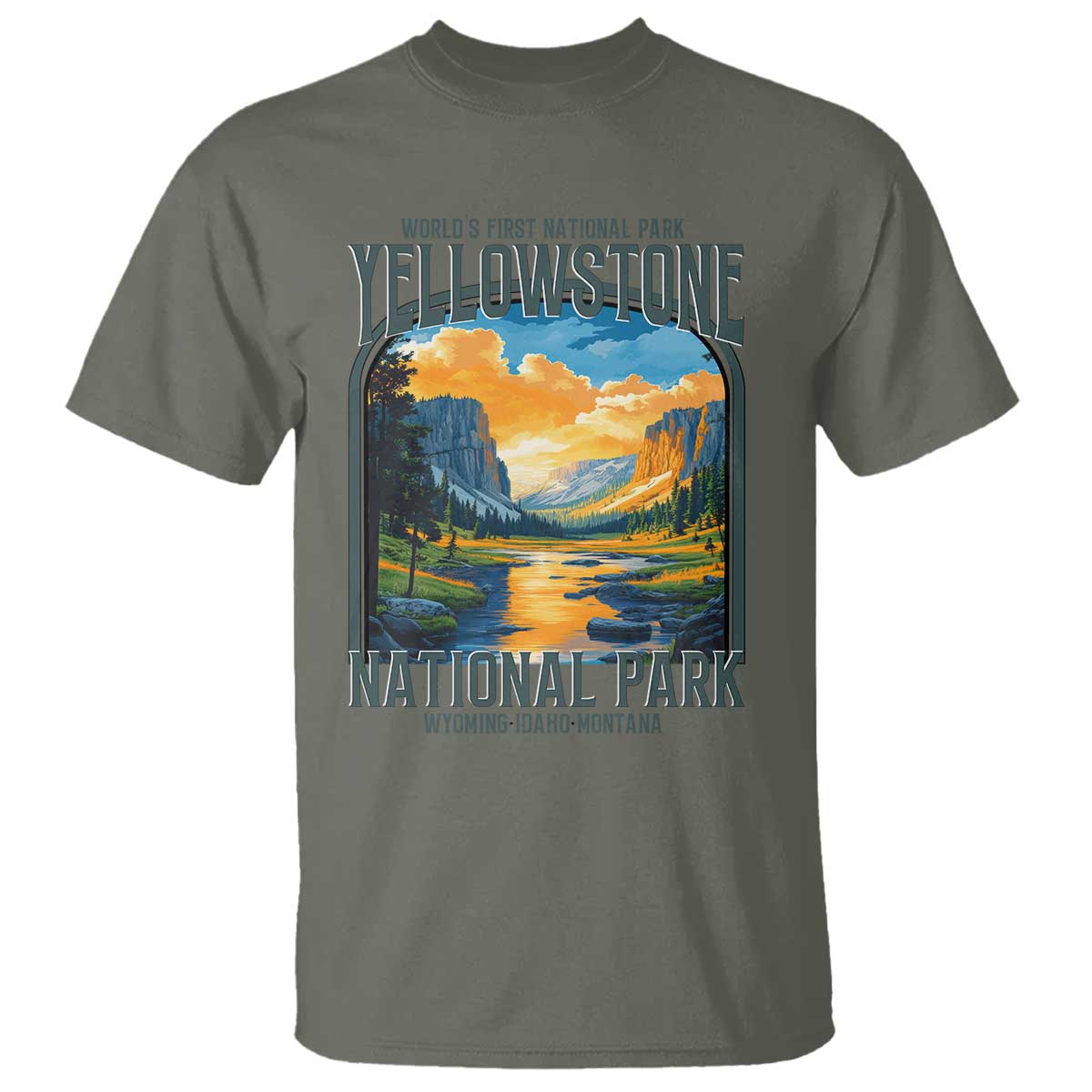 Yellowstone National Park T Shirt Worlds First NP Retro Vintage Graphic