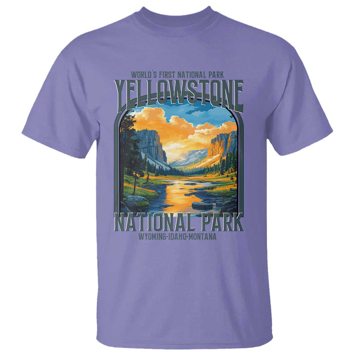 Yellowstone National Park T Shirt Worlds First NP Retro Vintage Graphic
