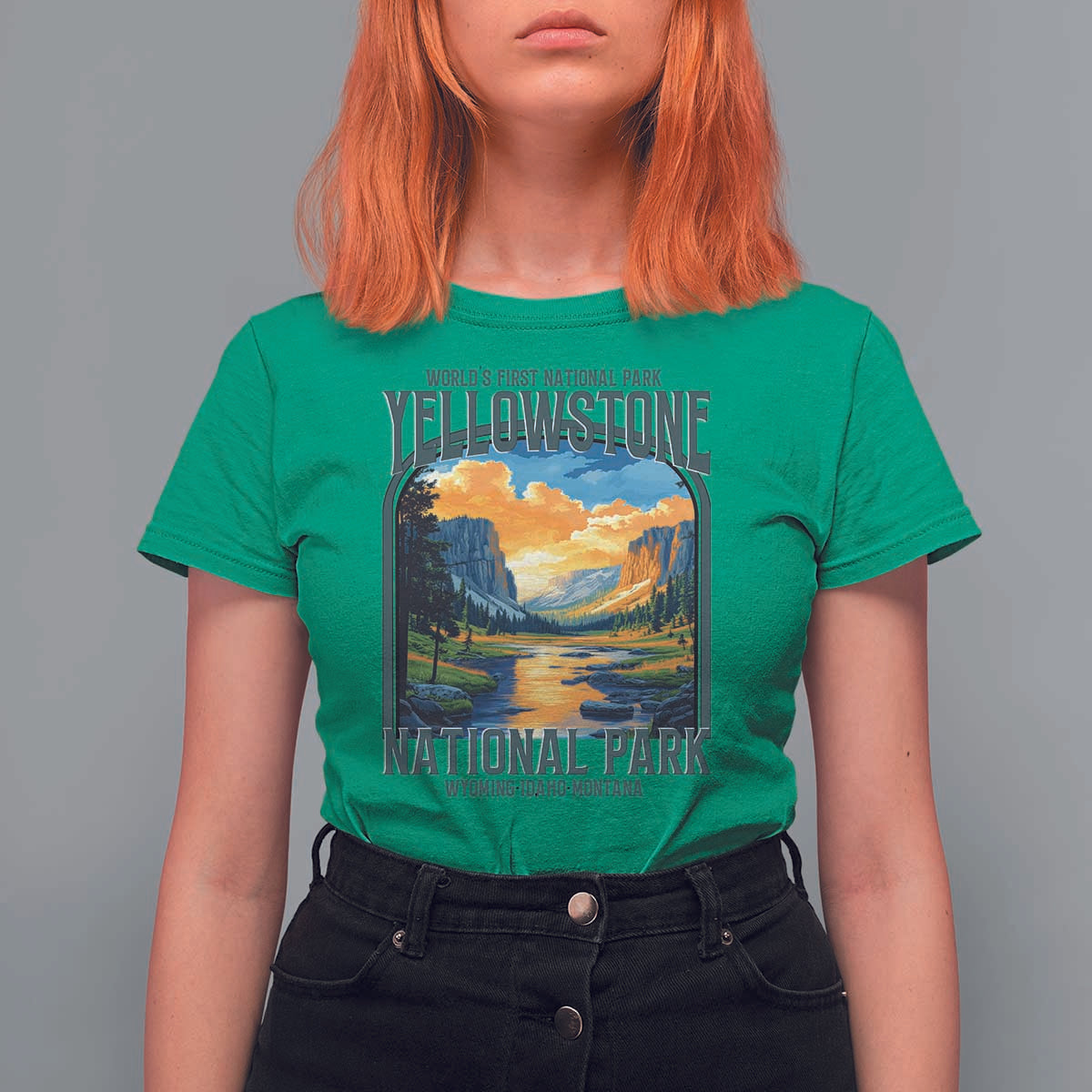 Yellowstone National Park T Shirt For Women Worlds First NP Retro Vintage Graphic