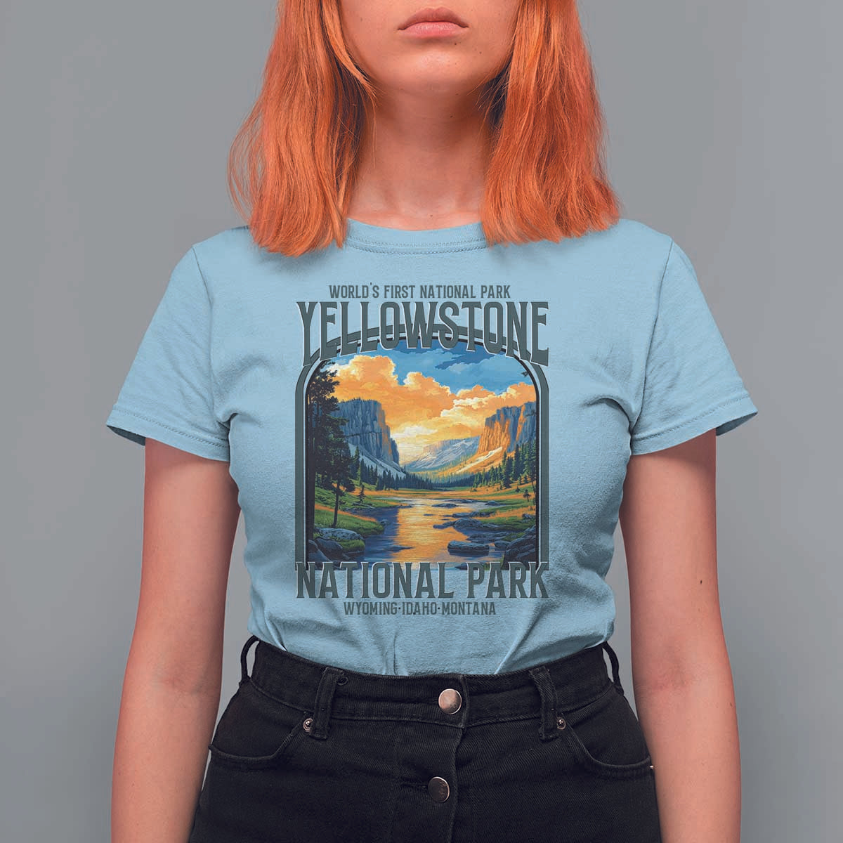 Yellowstone National Park T Shirt For Women Worlds First NP Retro Vintage Graphic