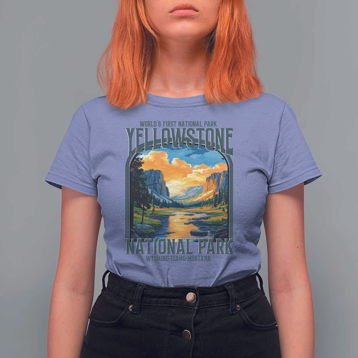 Yellowstone National Park T Shirt For Women Worlds First NP Retro Vintage Graphic