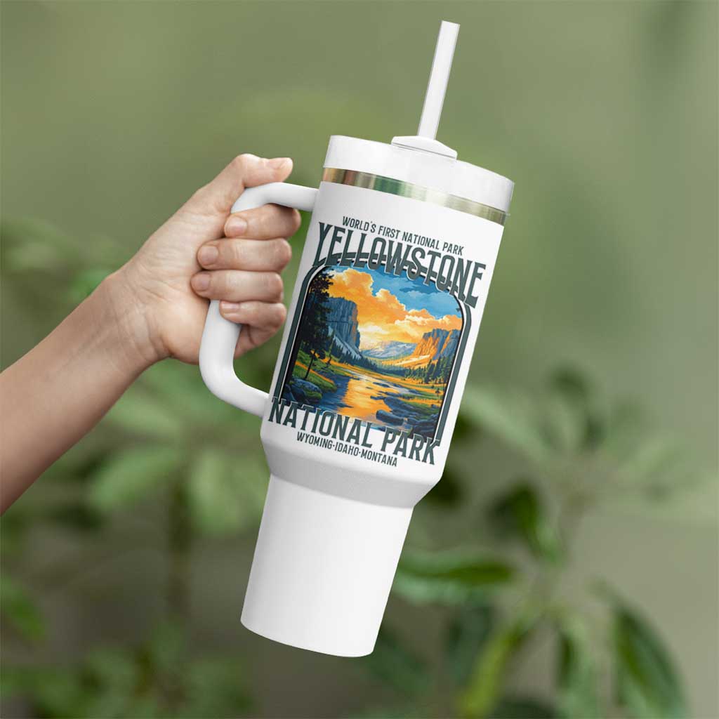 Yellowstone National Park Tumbler With Handle Worlds First NP Retro Vintage Graphic