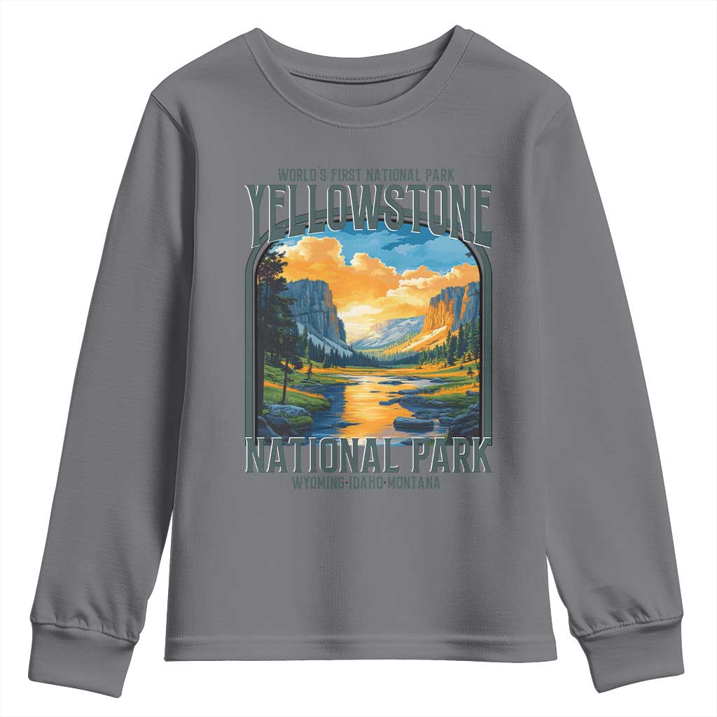 Yellowstone National Park Youth Sweatshirt Worlds First NP Retro Vintage Graphic