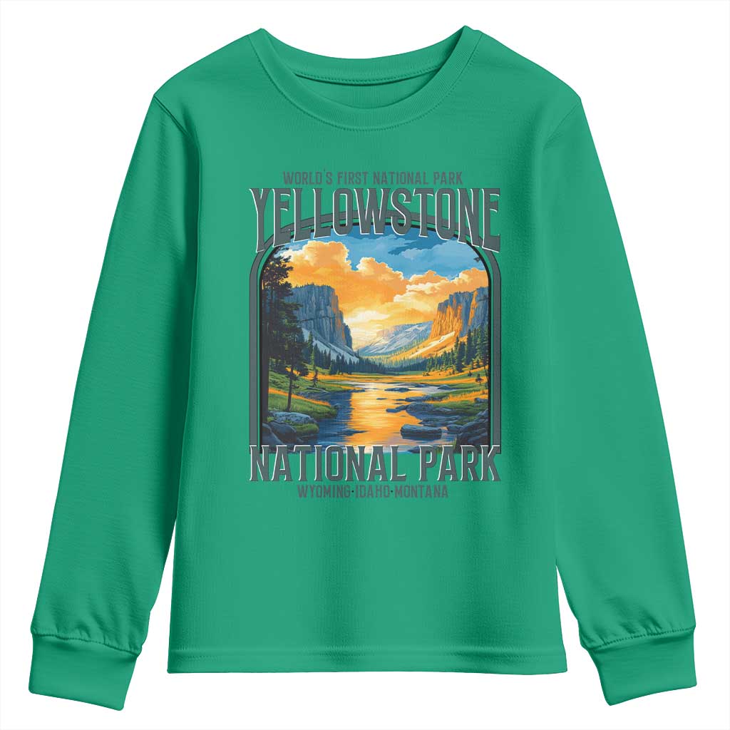 Yellowstone National Park Youth Sweatshirt Worlds First NP Retro Vintage Graphic