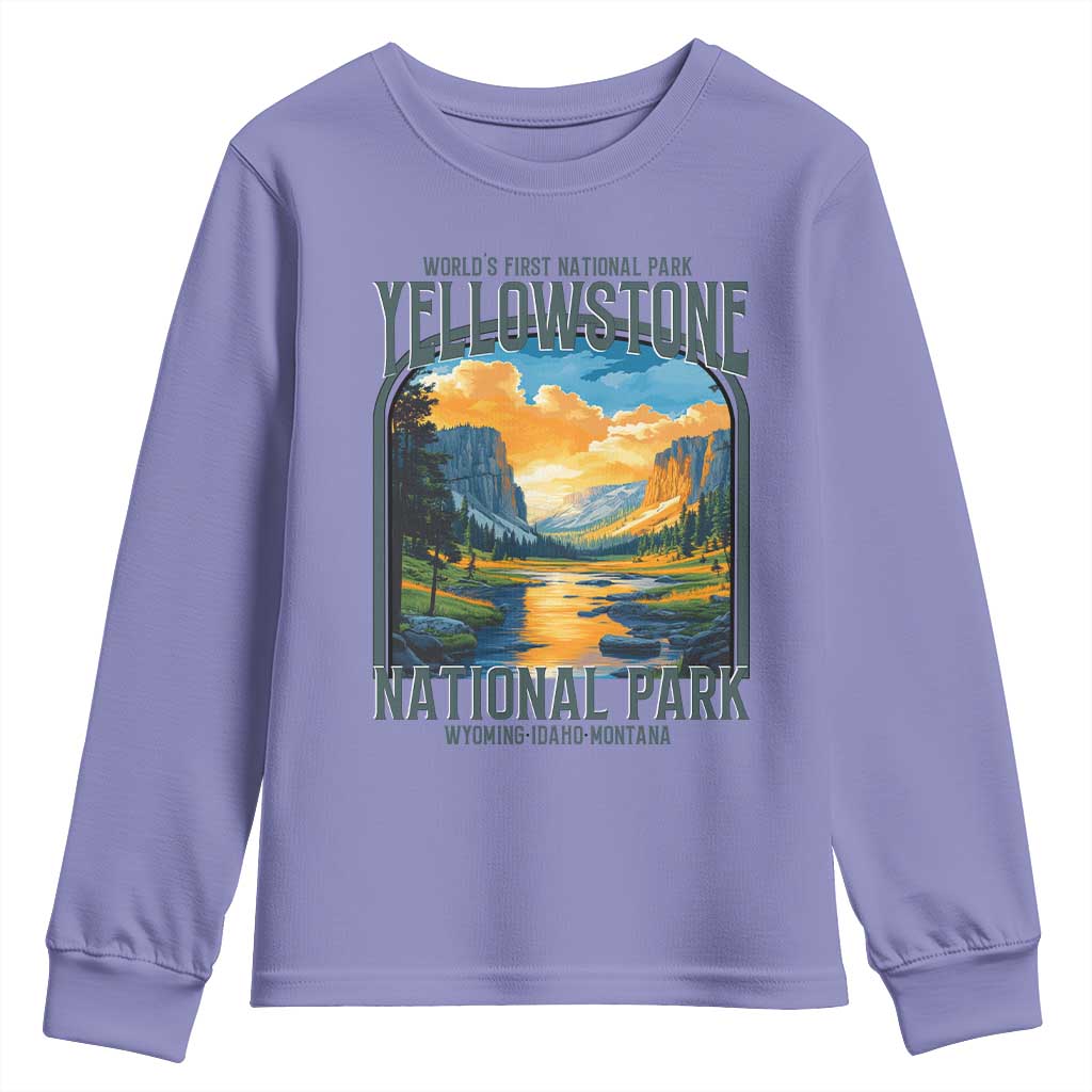 Yellowstone National Park Youth Sweatshirt Worlds First NP Retro Vintage Graphic