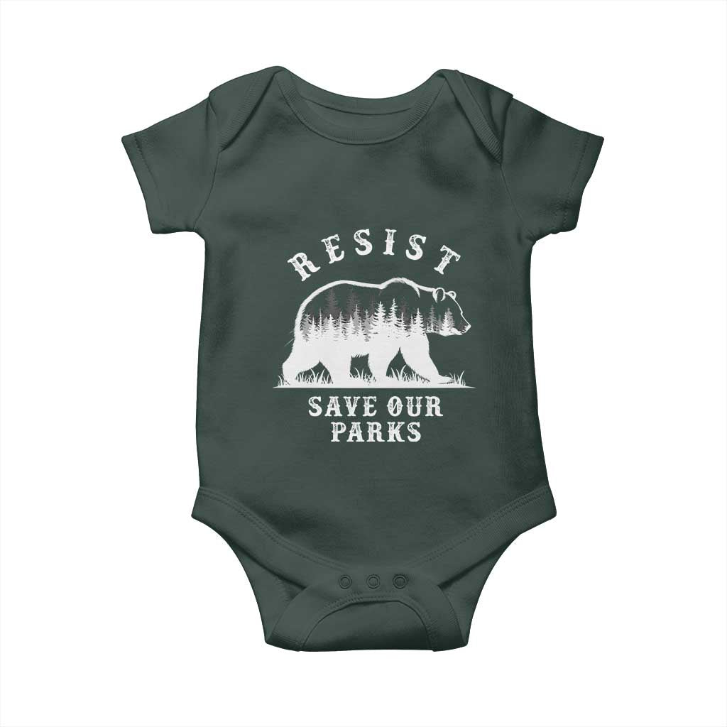 Resist Save Our Parks Baby Onesie Bear US National Parks Wildlife Nature