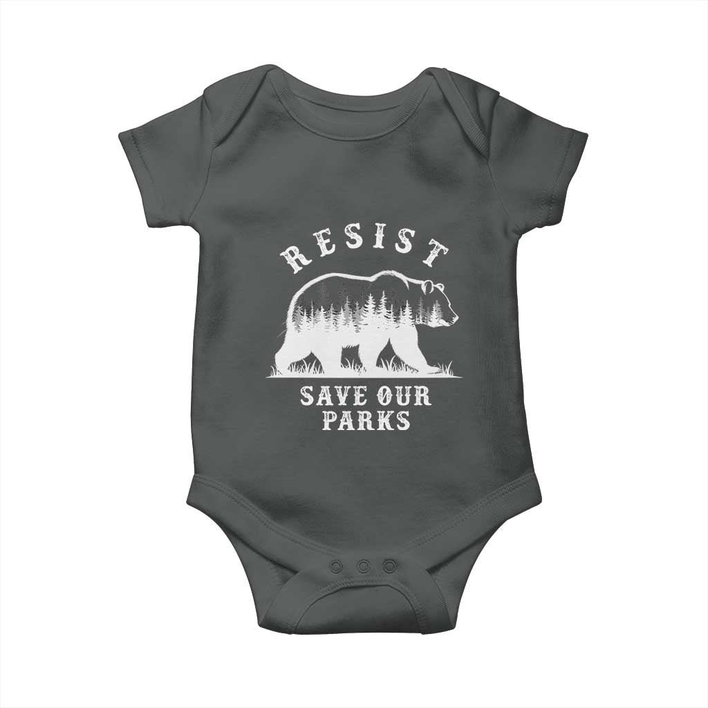 Resist Save Our Parks Baby Onesie Bear US National Parks Wildlife Nature