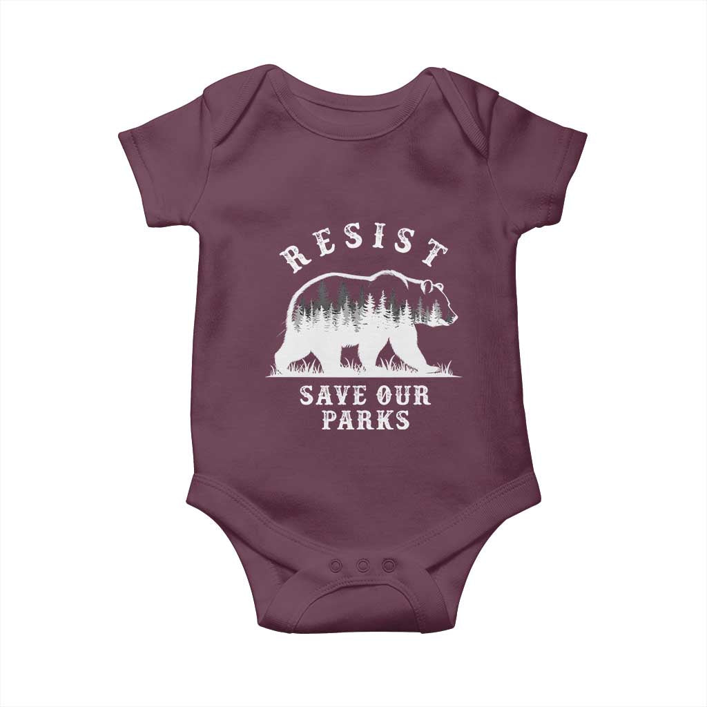 Resist Save Our Parks Baby Onesie Bear US National Parks Wildlife Nature