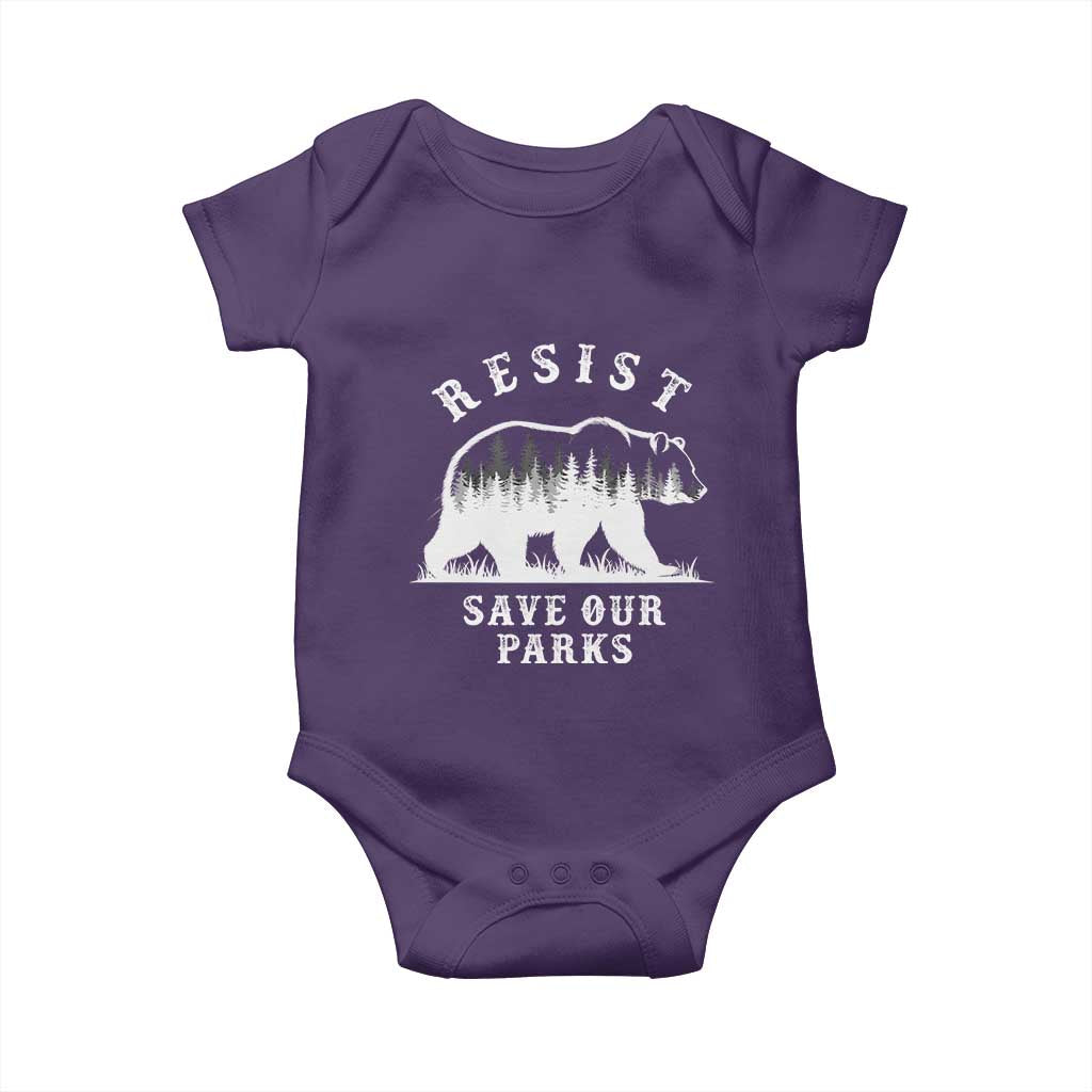 Resist Save Our Parks Baby Onesie Bear US National Parks Wildlife Nature