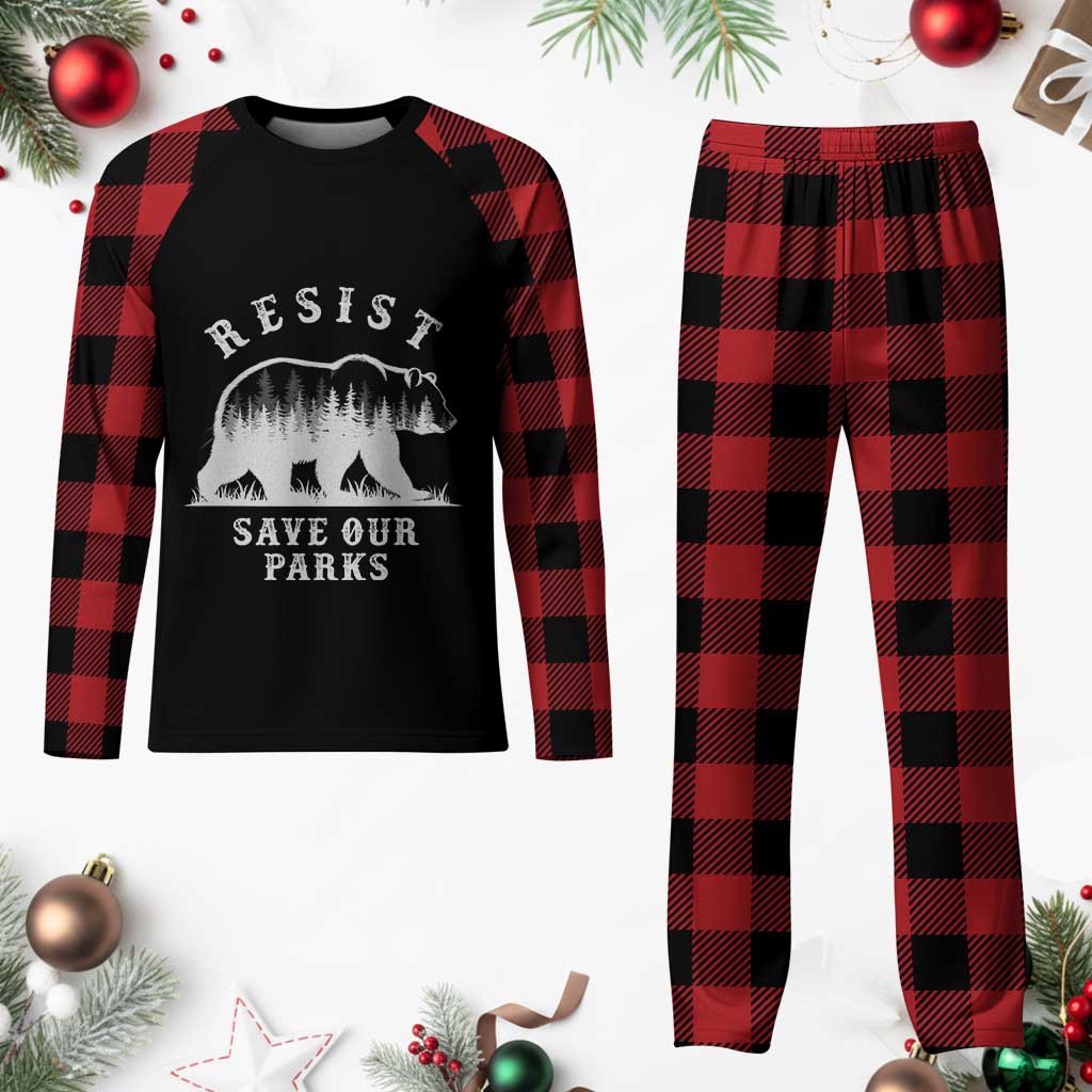 Resist Save Our Parks Plaid Pajama Set Bear US National Parks Wildlife Nature - Wonder Print Shop