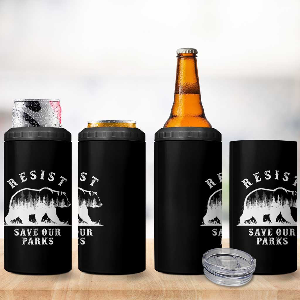 Resist Save Our Parks 4 in 1 Can Cooler Tumbler Bear US National Parks Wildlife Nature