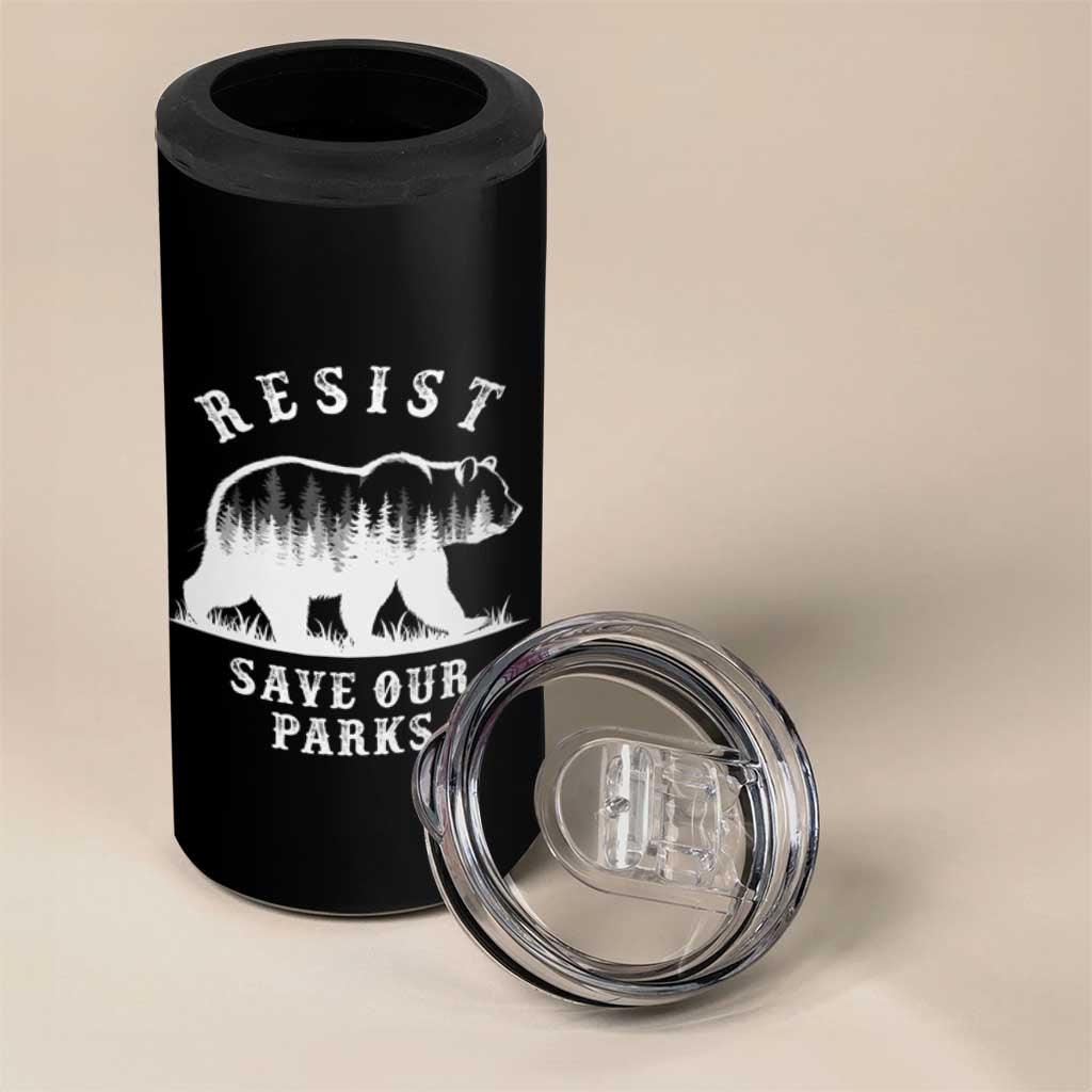 Resist Save Our Parks 4 in 1 Can Cooler Tumbler Bear US National Parks Wildlife Nature