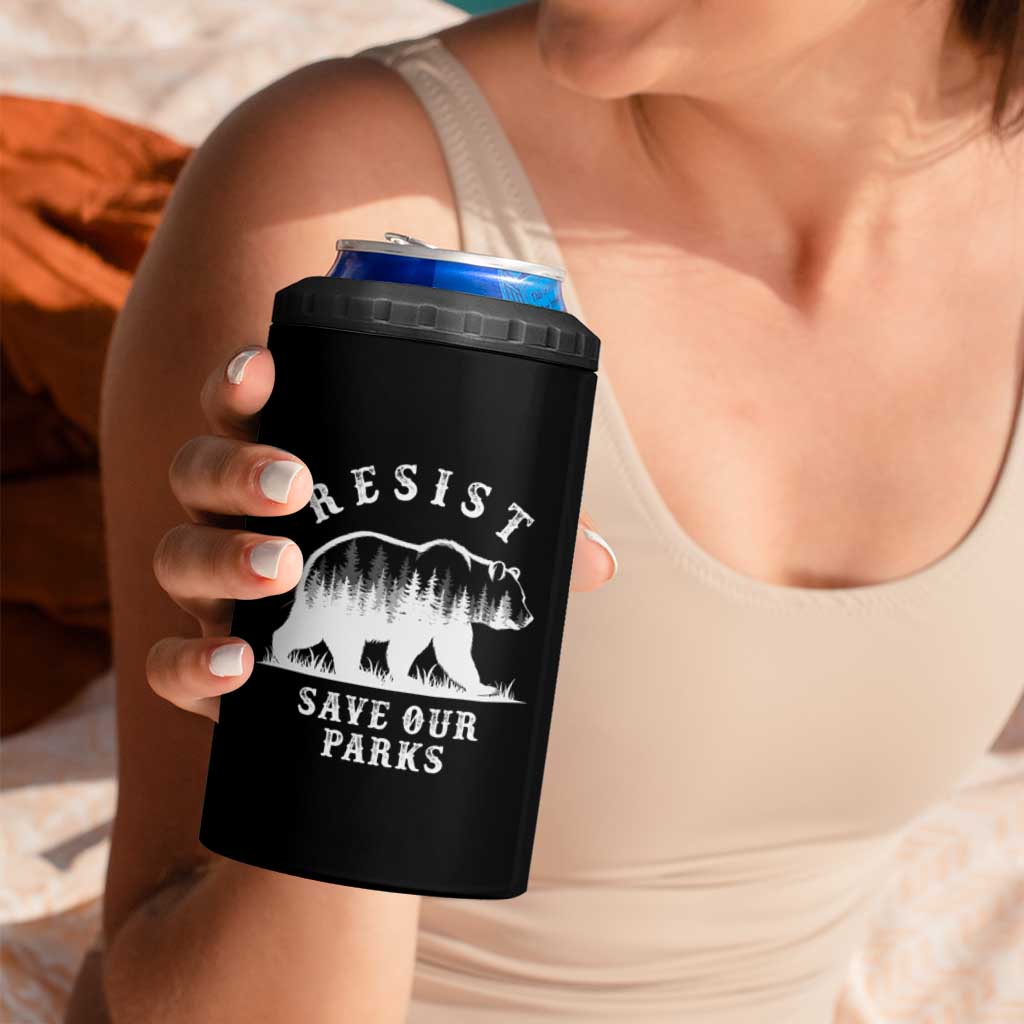 Resist Save Our Parks 4 in 1 Can Cooler Tumbler Bear US National Parks Wildlife Nature