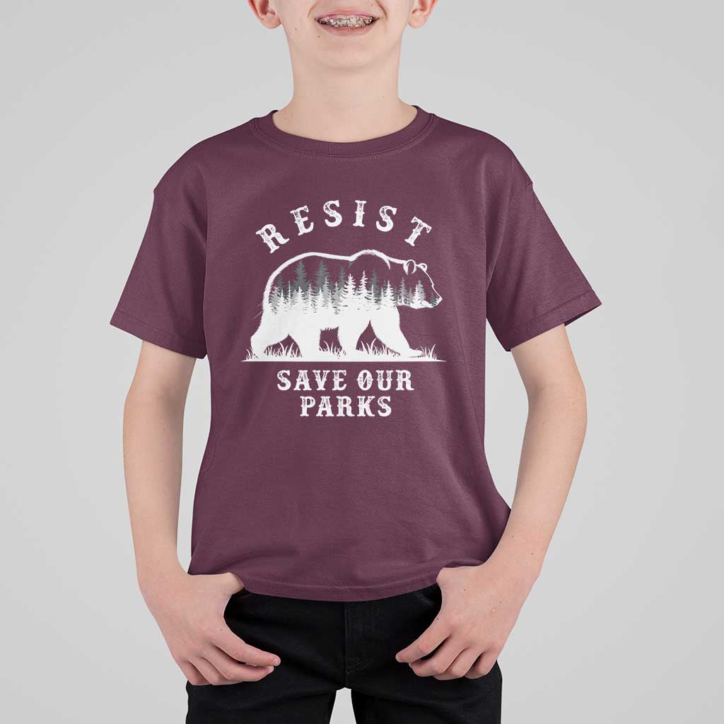 Resist Save Our Parks T Shirt For Kid Bear US National Parks Wildlife Nature