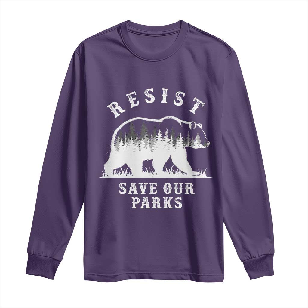 Resist Save Our Parks Long Sleeve Shirt Bear US National Parks Wildlife Nature