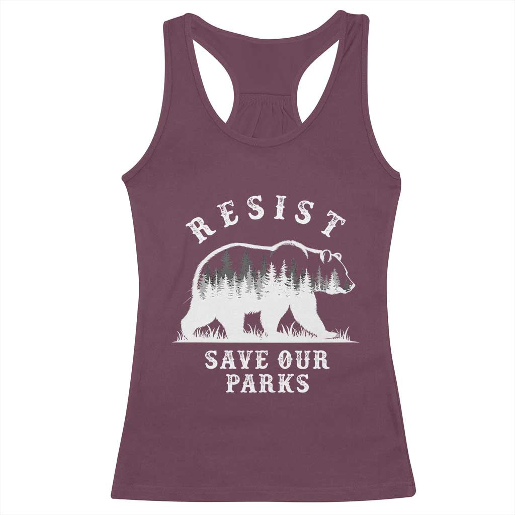 Resist Save Our Parks Racerback Tank Top Bear US National Parks Wildlife Nature