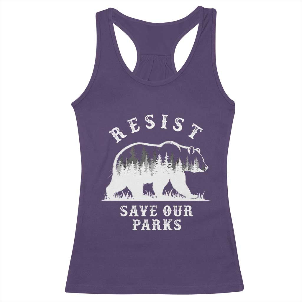 Resist Save Our Parks Racerback Tank Top Bear US National Parks Wildlife Nature