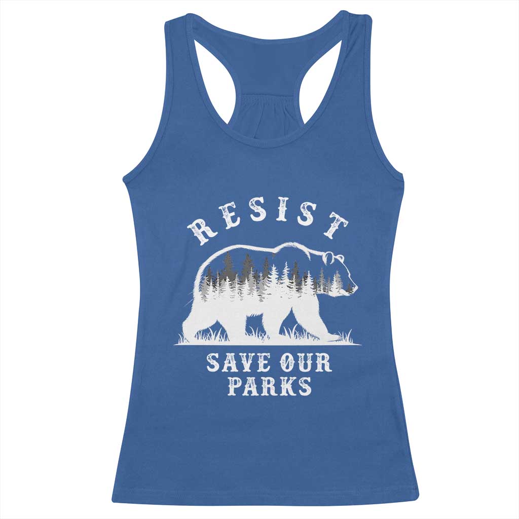 Resist Save Our Parks Racerback Tank Top Bear US National Parks Wildlife Nature