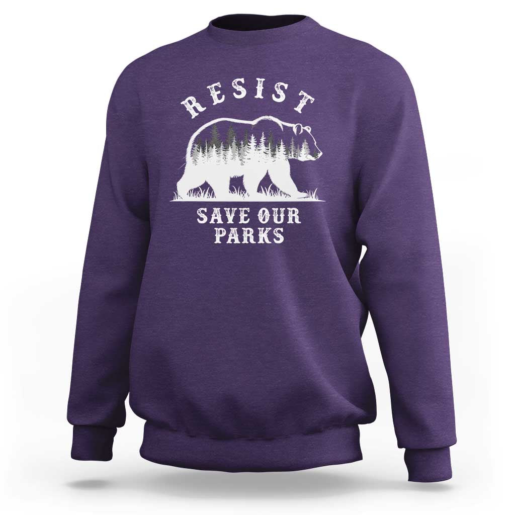 Resist Save Our Parks Sweatshirt Bear US National Parks Wildlife Nature