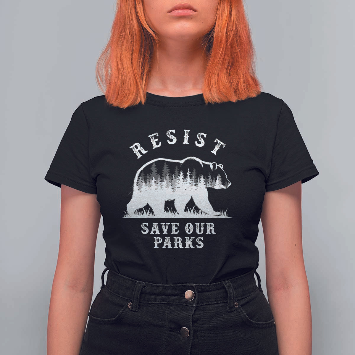 Resist Save Our Parks T Shirt For Women Bear US National Parks Wildlife Nature