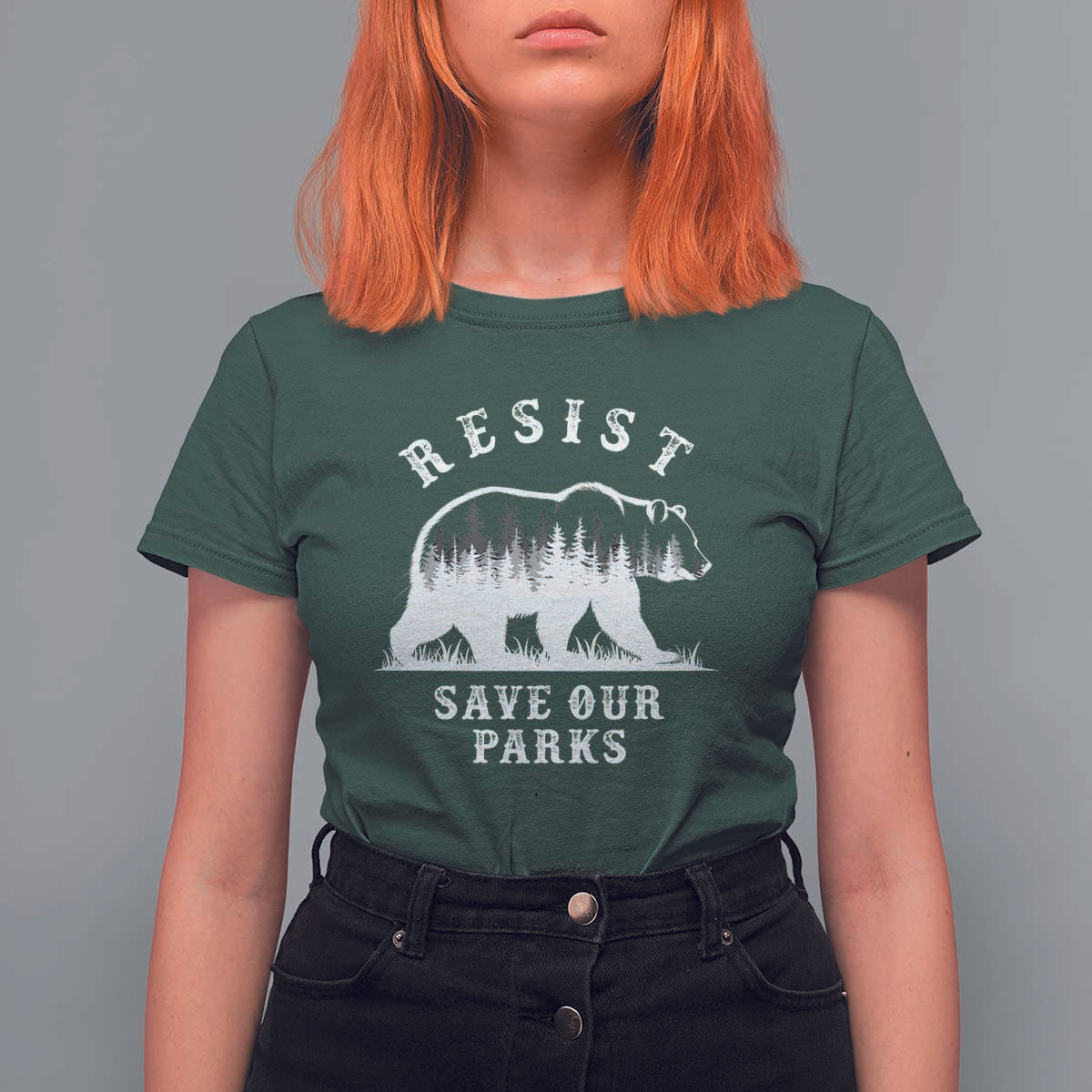 Resist Save Our Parks T Shirt For Women Bear US National Parks Wildlife Nature