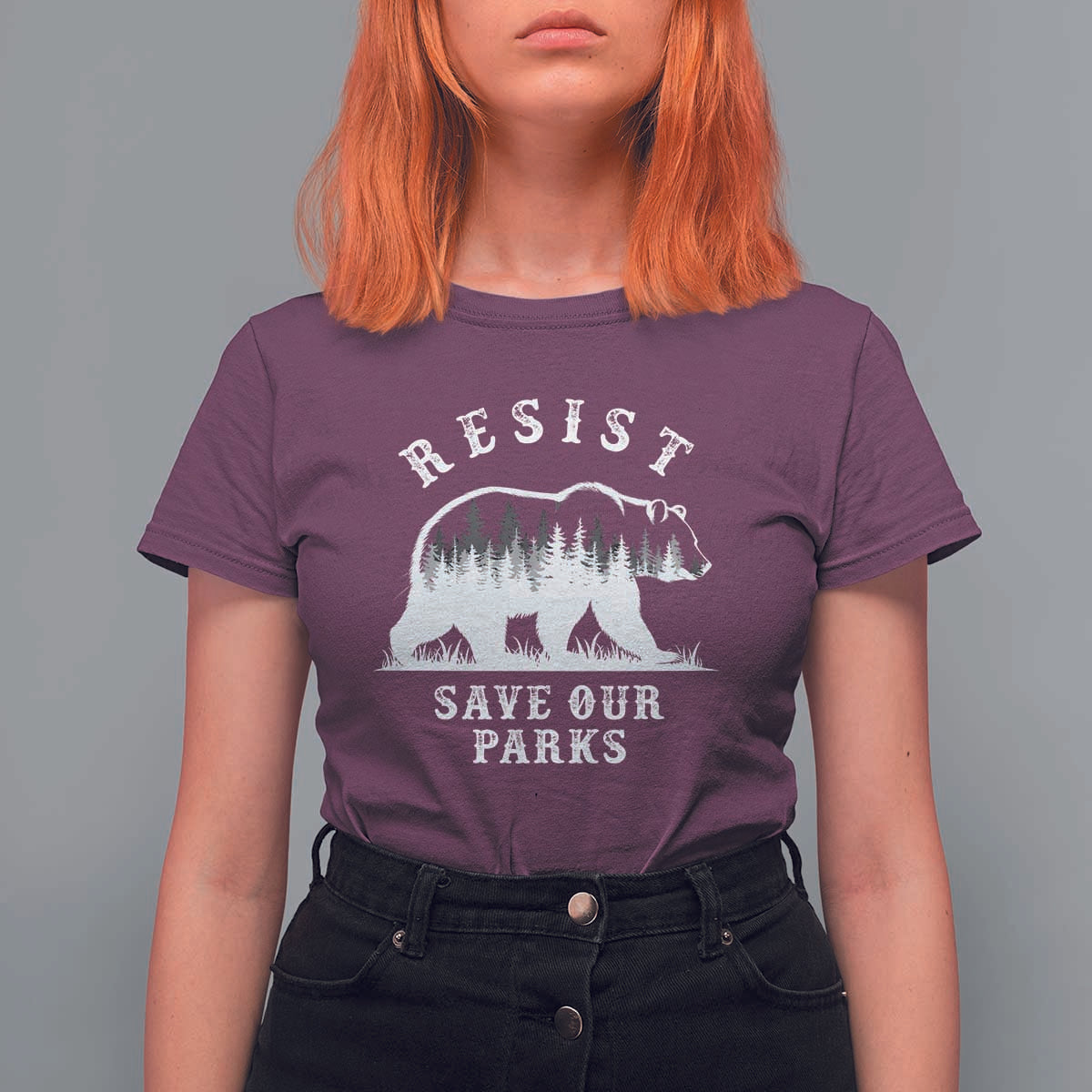 Resist Save Our Parks T Shirt For Women Bear US National Parks Wildlife Nature