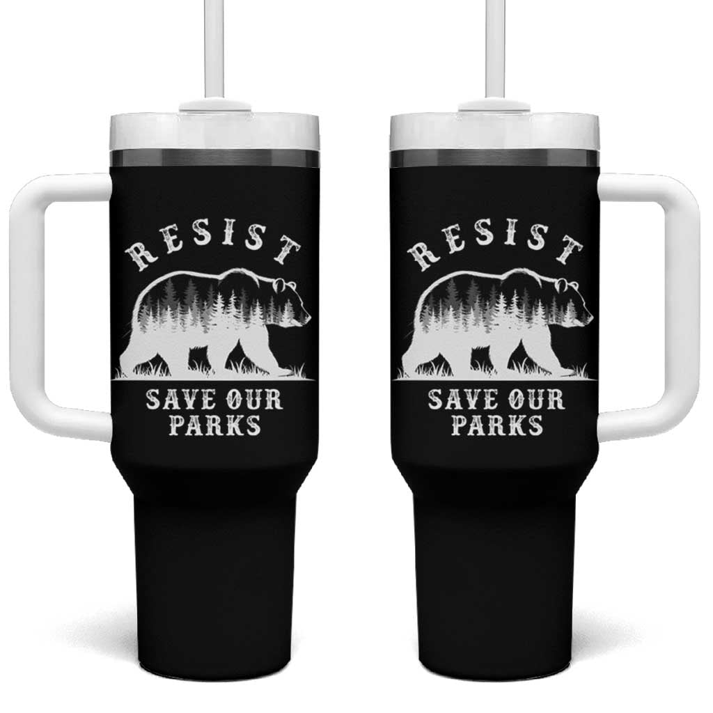 Resist Save Our Parks Tumbler With Handle Bear US National Parks Wildlife Nature